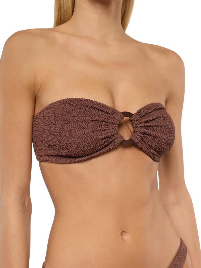 Yulia Brown Crinkle Bandeau Top