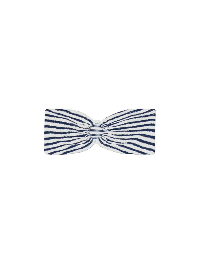 Yulia Crinkle Bandeau Top With Striped Print Blue