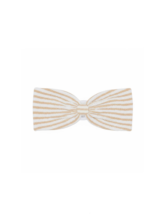 Yulia Crinkle Bandeau Top With Striped Print White