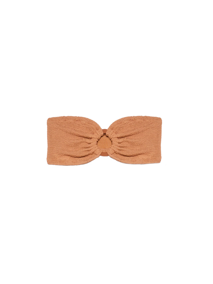 Yulia Camel Brown Crinkle Bandeau Top