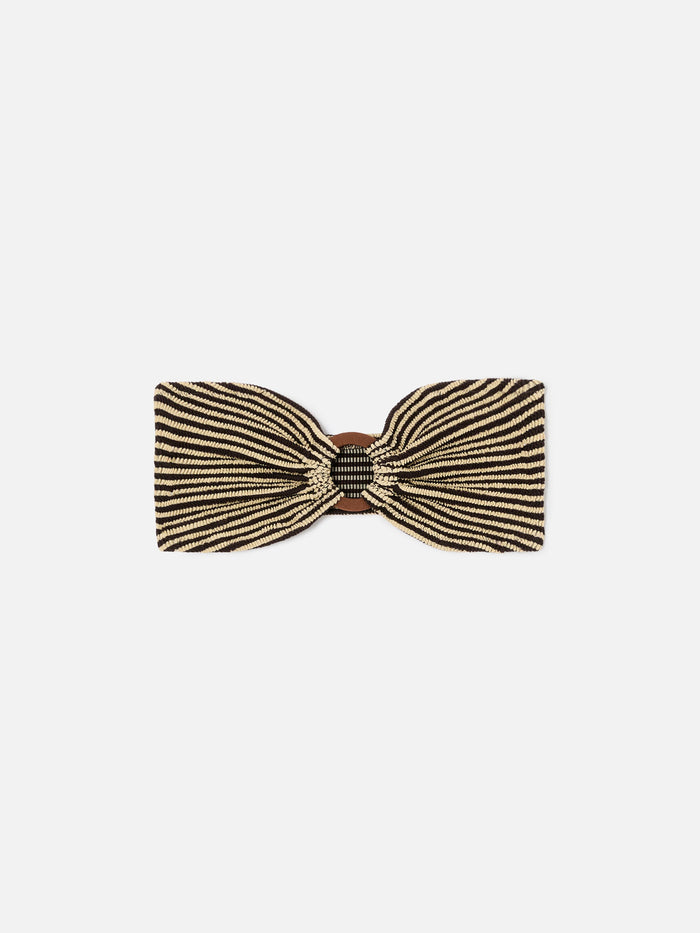 Yulia Bandeau Bikini Top Striped Crinkle Fabric White