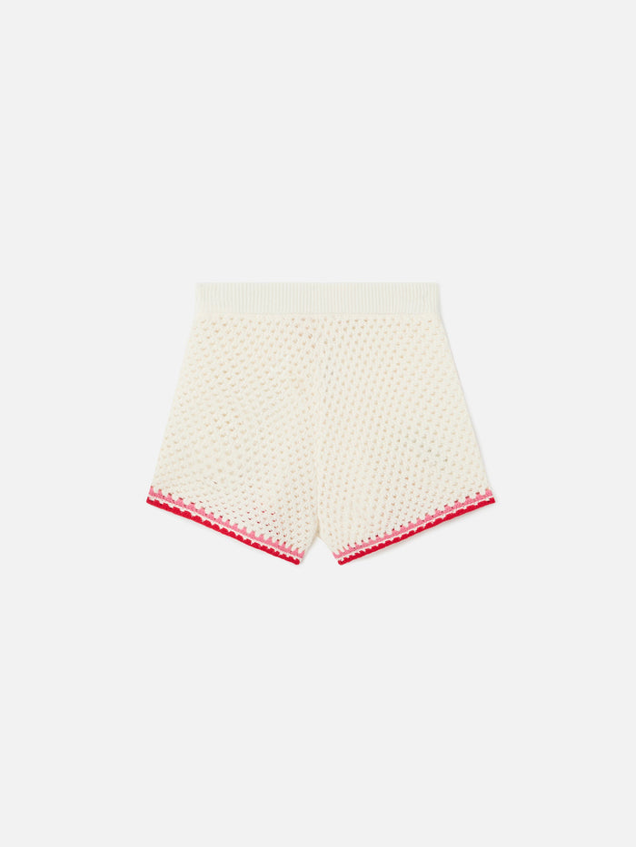 Yvette Jr Cotton Blend Shorts White With Embroidered Patches Pant