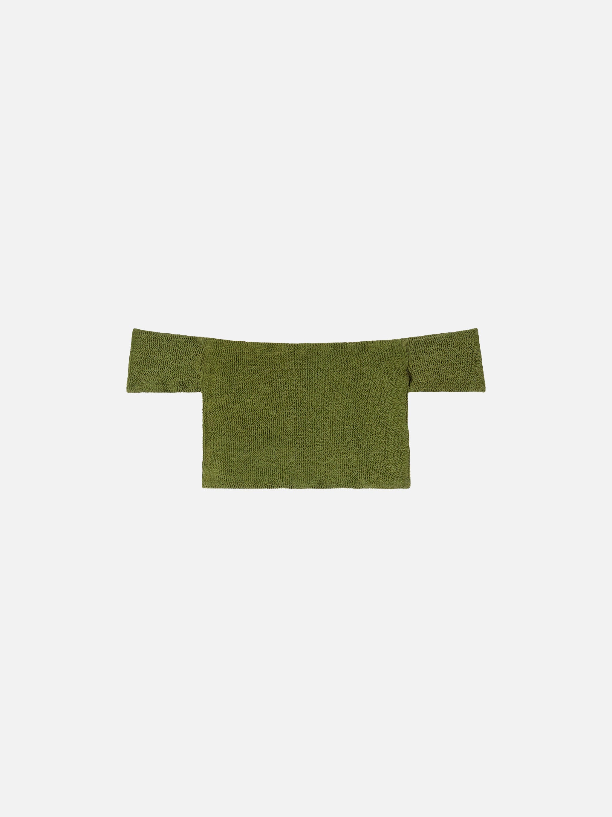 Crinkle Wide Shoulder Strap Top Swimsuit Zena Green