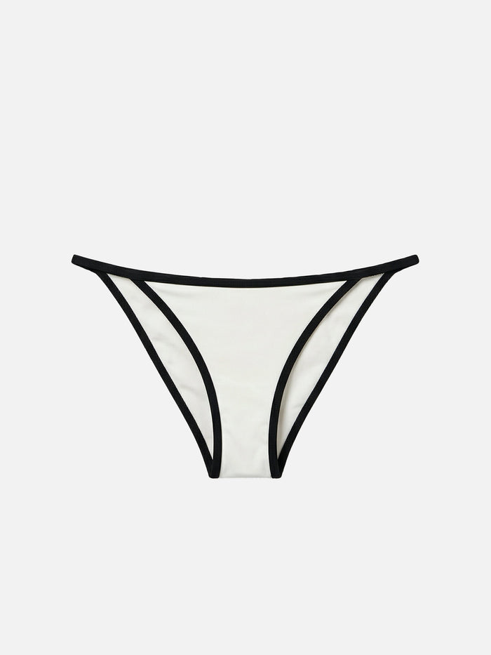 Zephire String Brazilian Bikini Bottoms Cream With Contrasting Trim White Bottom