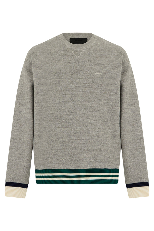 Crew Neck Cotton Sweatshirt Heather Grey Sweatshirts