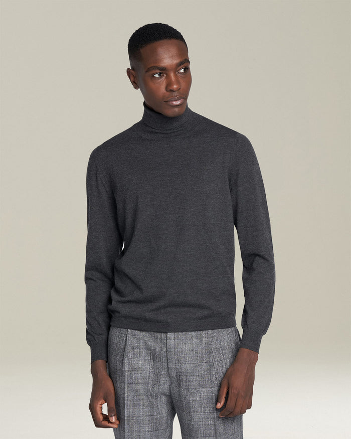 JERSEY HIGH NECK CASHMERE Dark Grey Knitwear