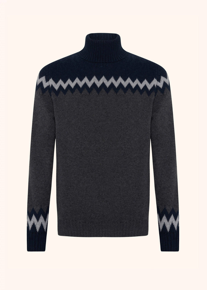 JERSEY HIGH NECK CASHMERE Dark Grey/blue/light Grey Knitwear