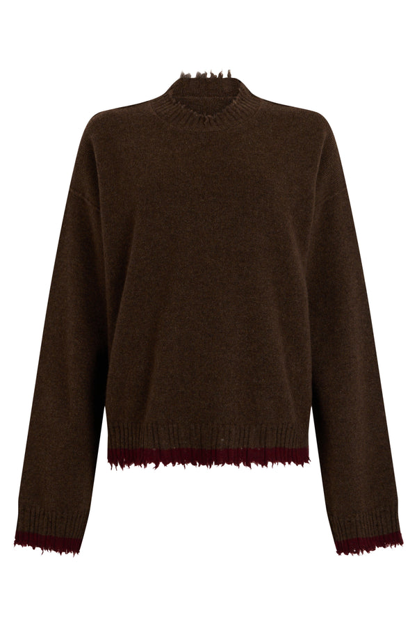 Crewneck Sweater Brown-Red Cashmere Brown/red