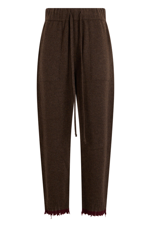 Cashmere Straight Trousers Brown/red
