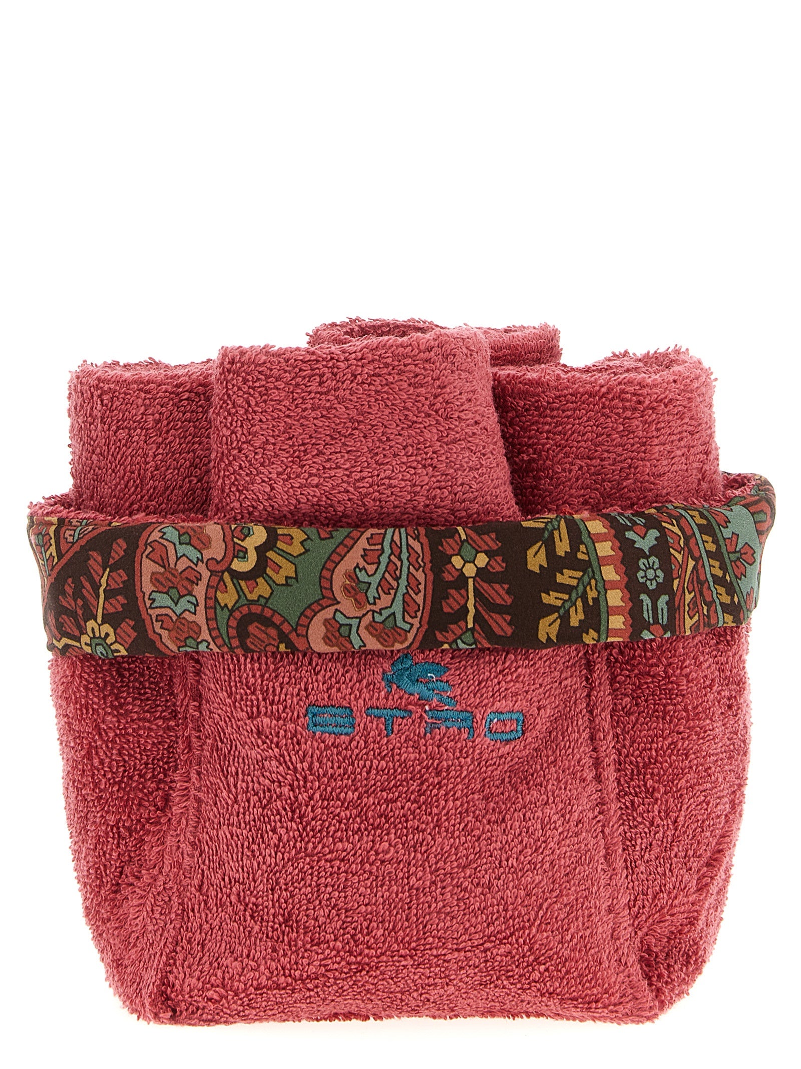 Set of 4 washbasins + Giano basket Red Cotton Towels