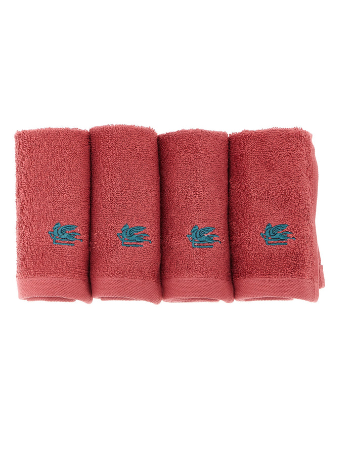 Set of 4 washbasins + Giano basket Red Cotton Towels