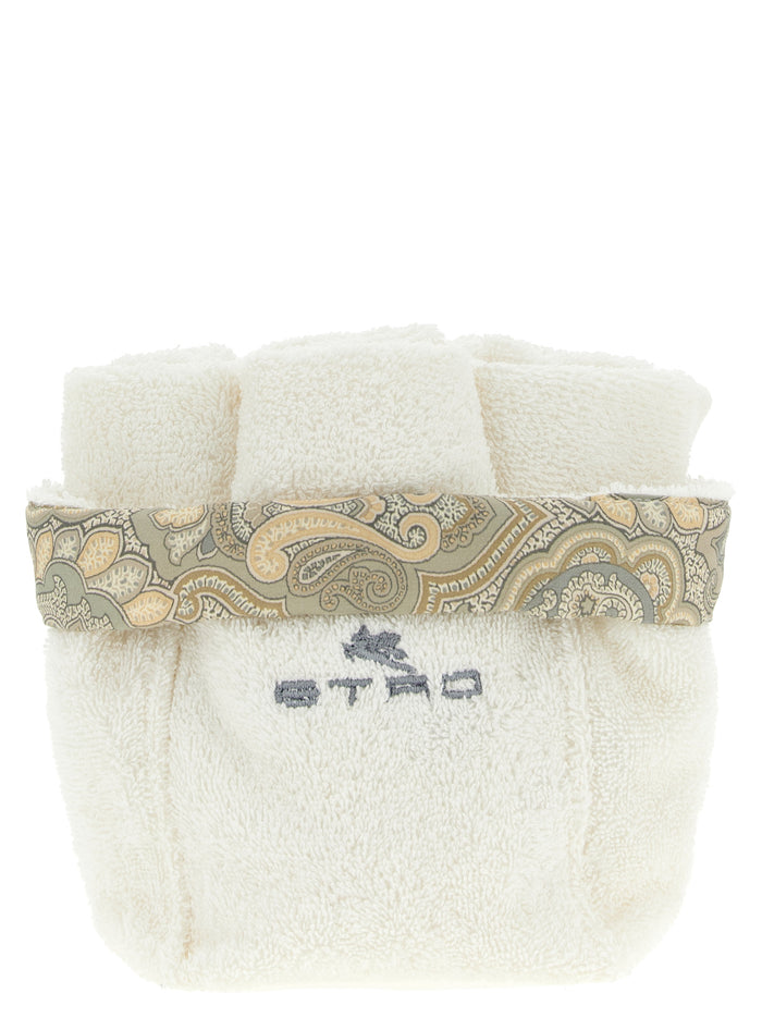 Set of 4 washbasins + 7Plies basket Beige Cotton Towels