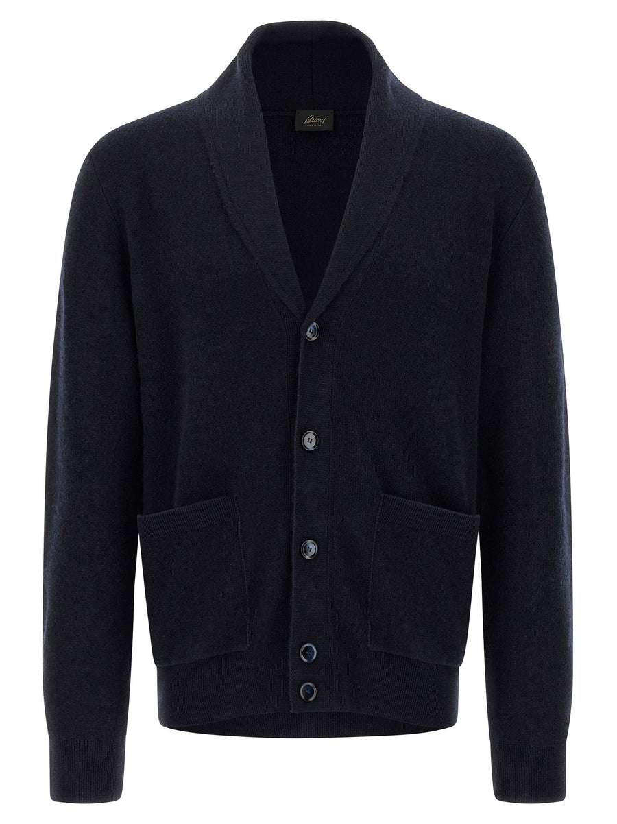 Brioni Cashmere Wool Blend Cardigan — Navy