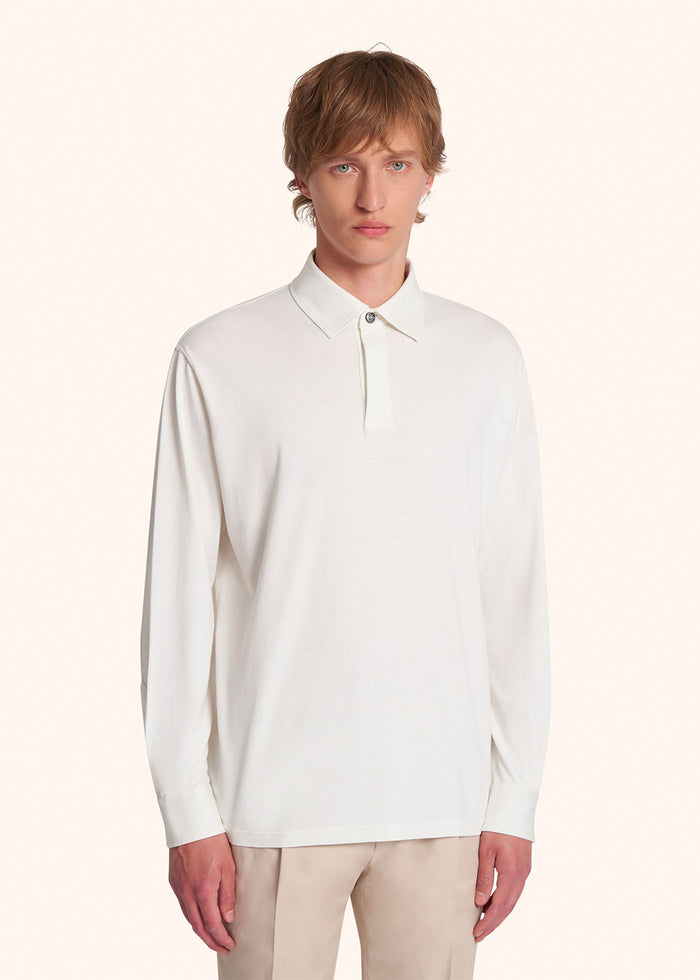 JERSEY POLOSHIRT L-S SILK White Polo/t