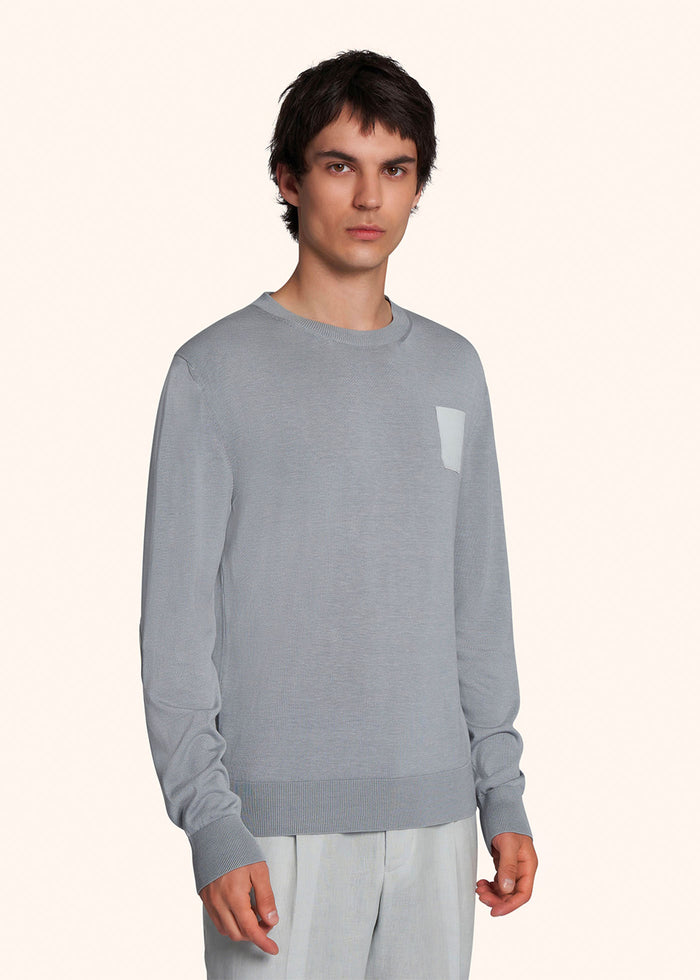 JERSEY ROUNDNECK L-S SILK Medium Grey Detail Of Body Lambskin Knitwear