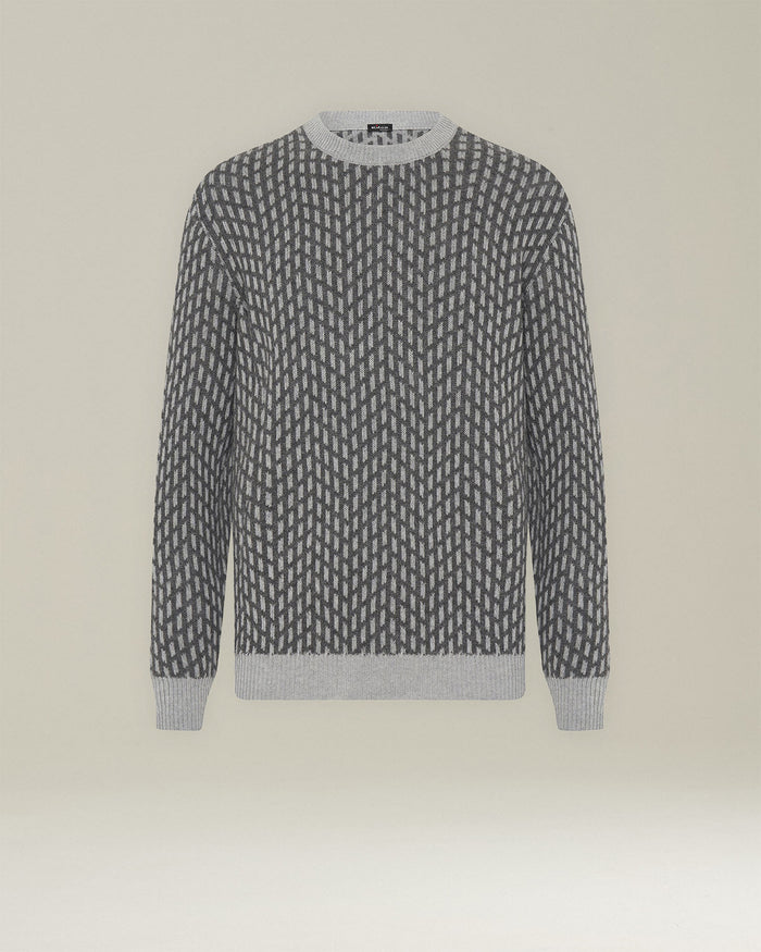 SWEATER ROUNDNECK CASHMERE Light Grey/medium Grey Knitwear