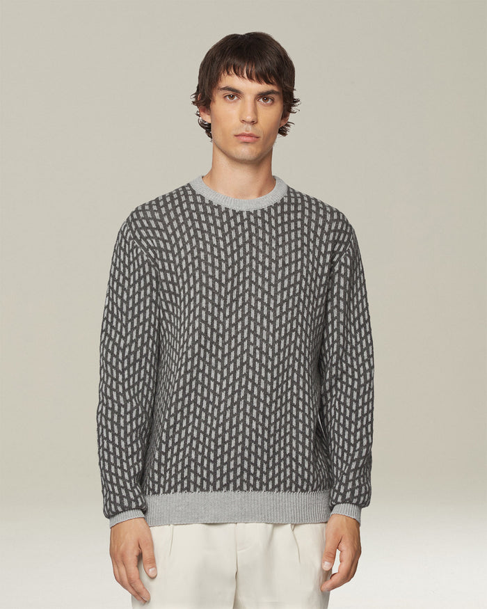 SWEATER ROUNDNECK CASHMERE Light Grey/medium Grey Knitwear