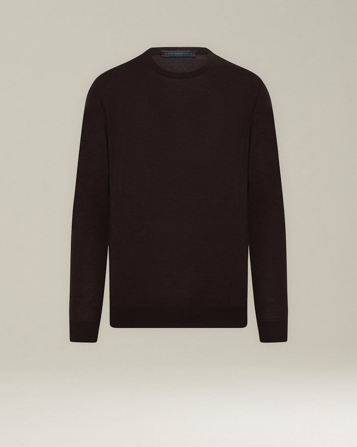 SWEATER ROUNDNECK WOOL Dark Brown Knitwear