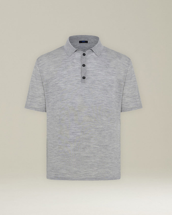 JERSEY POLOSHIRT S-S VIRGIN WOOL Pearl Grey Accessoires Elastodiene Polo/t