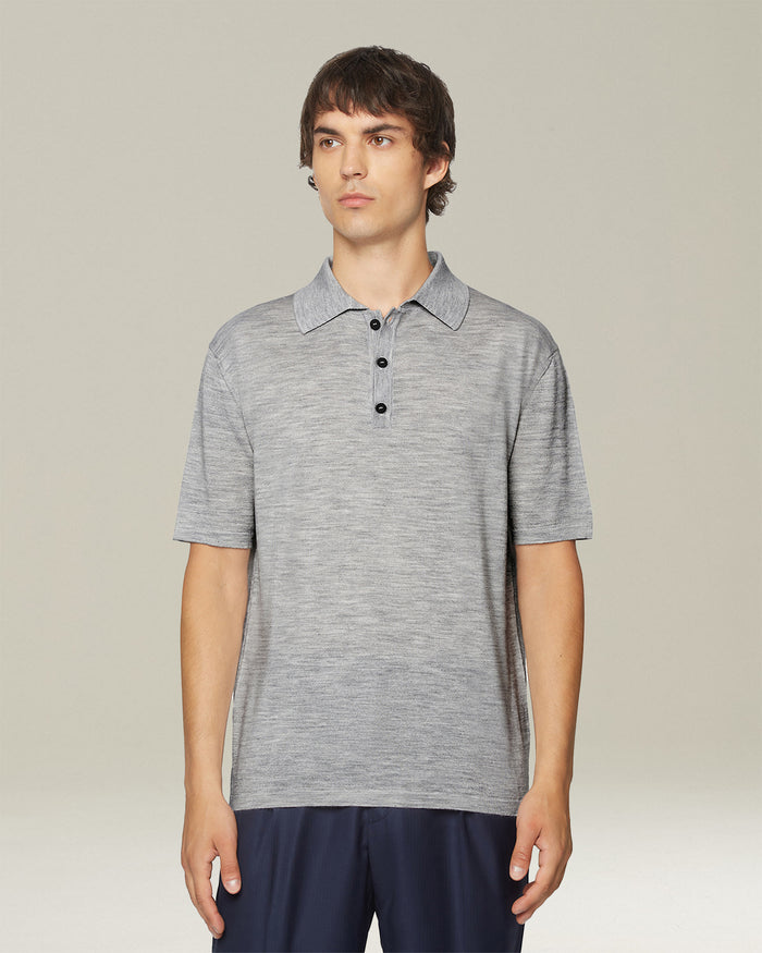 JERSEY POLOSHIRT S-S VIRGIN WOOL Pearl Grey Accessoires Elastodiene Polo/t