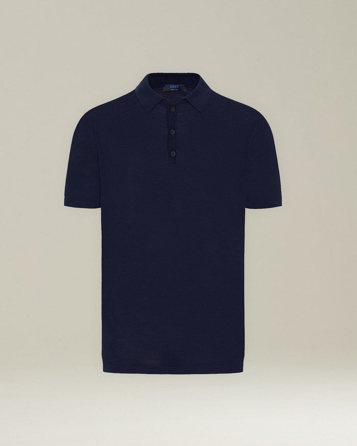 JERSEY POLOSHIRT S-S VIRGIN WOOL Navy Blue Accessoires Elastodiene Polo/t