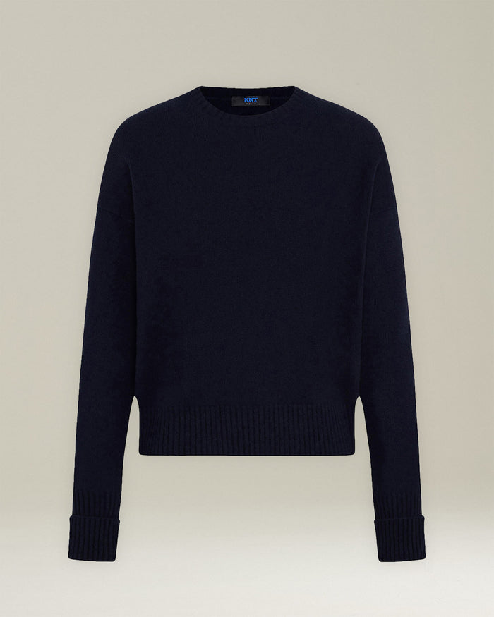 JERSEY ROUNDNECK VIRGIN WOOL Navy Blue Knitwear