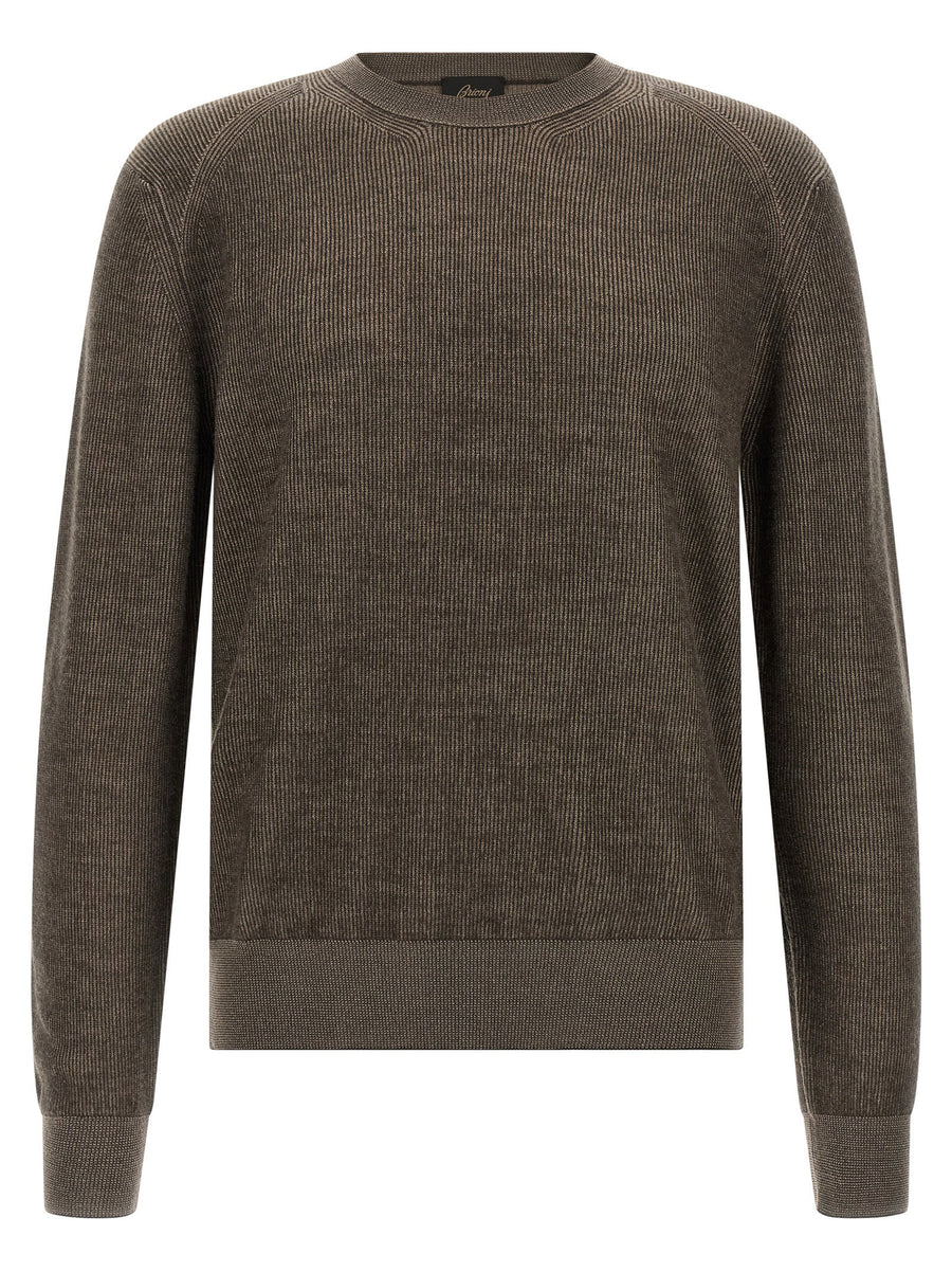 Brioni Vanisé Weave Cashmere-Wool Sweater — Brown