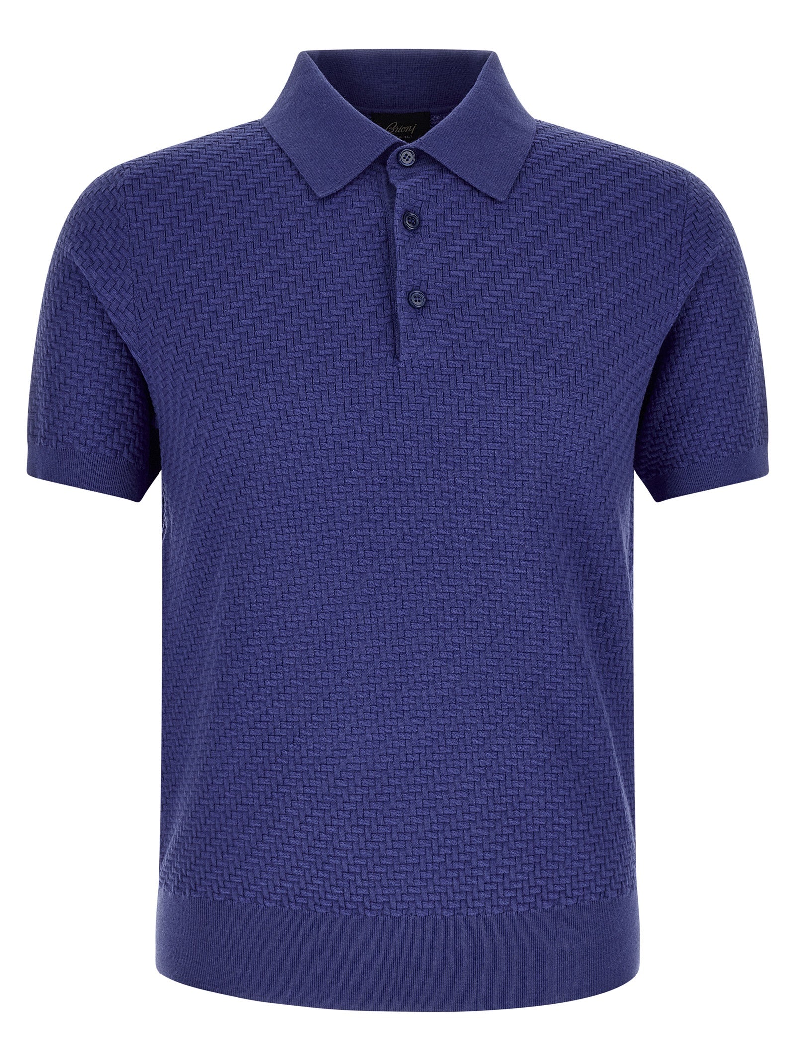 Weaving Polo Plot Blue Cotton Silk Cashmere