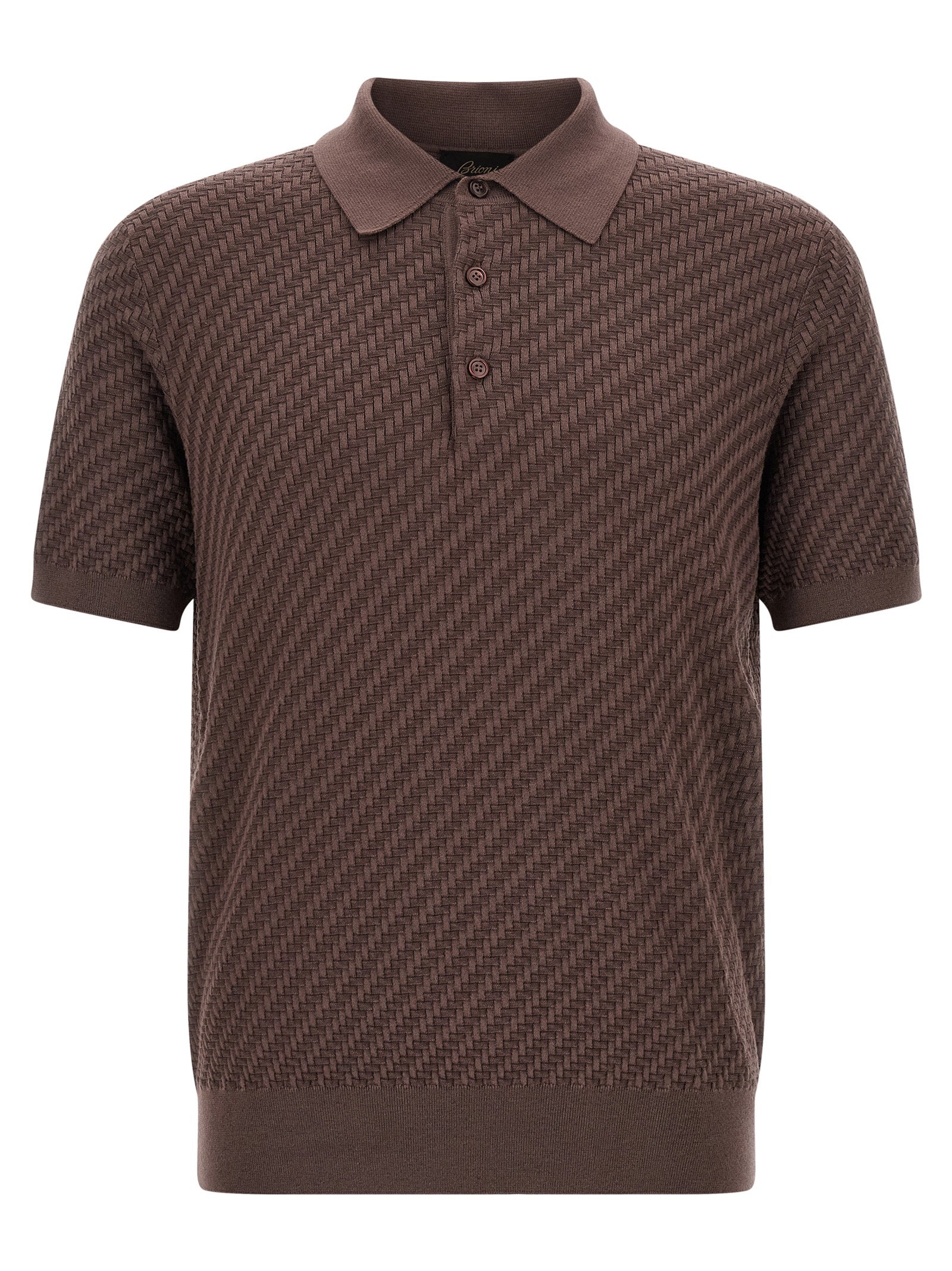 Weaving Polo Plot Brown Cotton Silk Cashmere