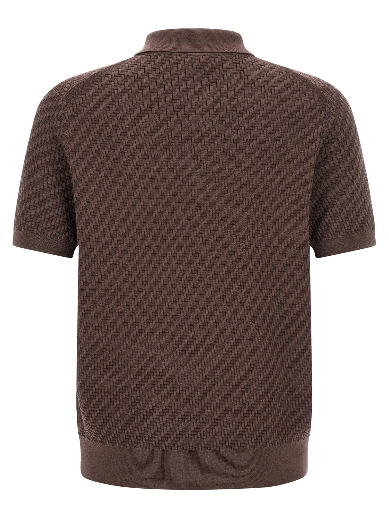 Weaving Polo Plot Brown Cotton Silk Cashmere