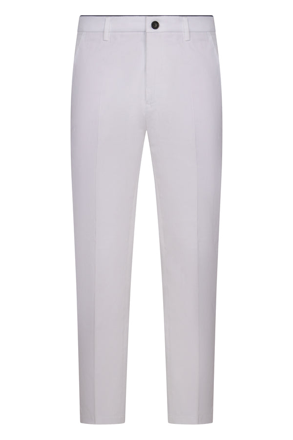 Slim-Fit Chino Trousers White Cotton Chinos