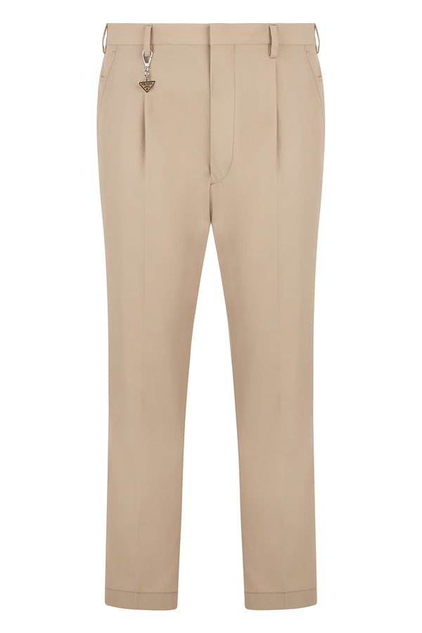 Tailored Trousers Beige Cotton