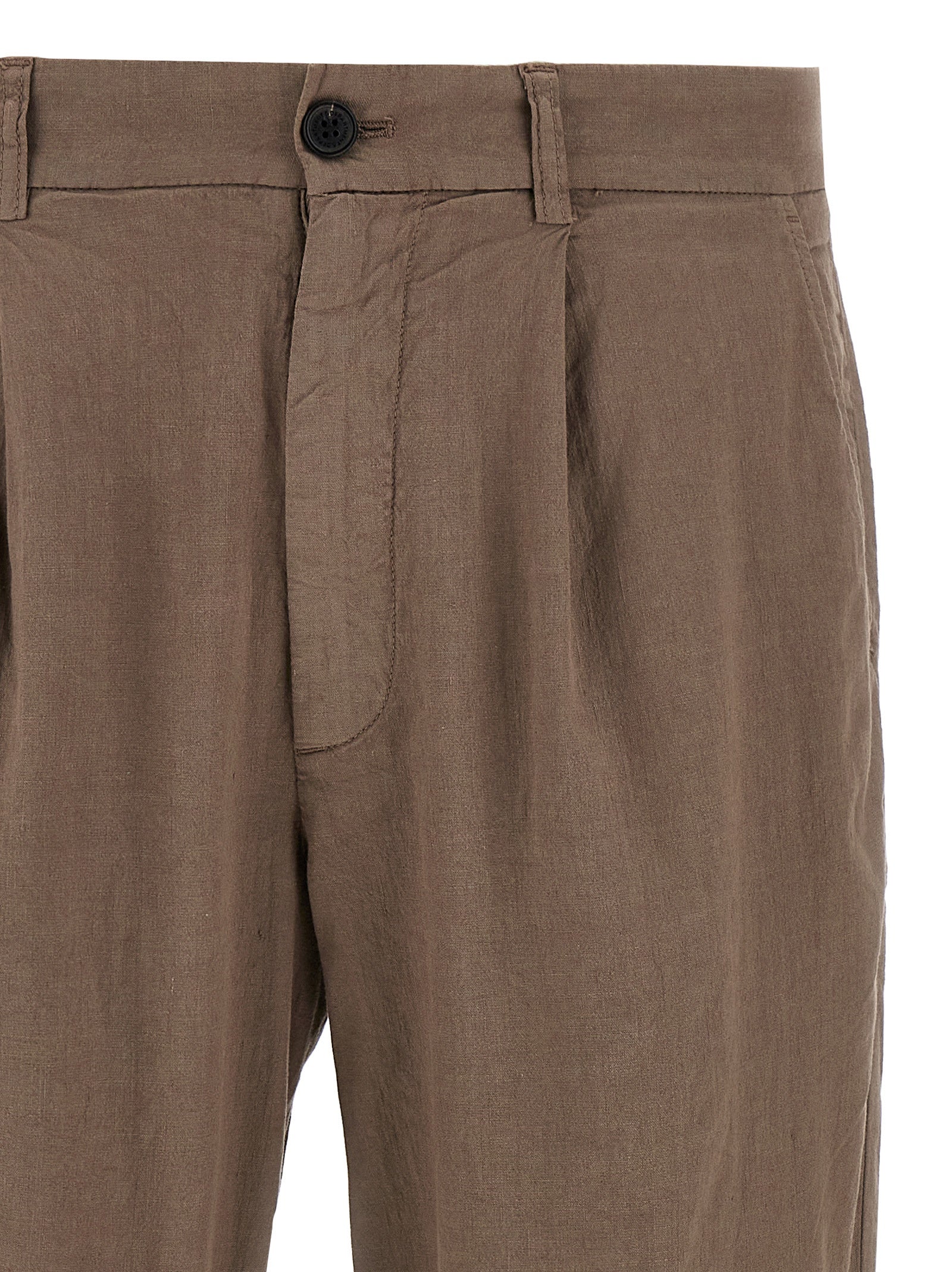 Gin pants Brown Linen Cotton Elastane