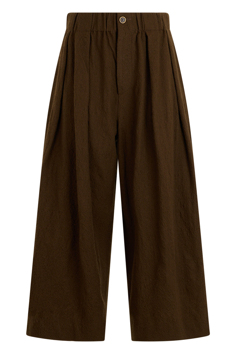 Wide-Leg Trousers Dark Olive Wool Virgin