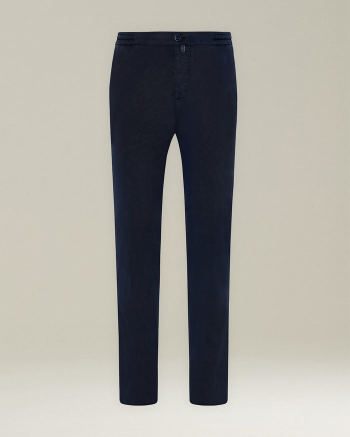 TROUSERS LYOCELL Navy Blue Cotton Elastane