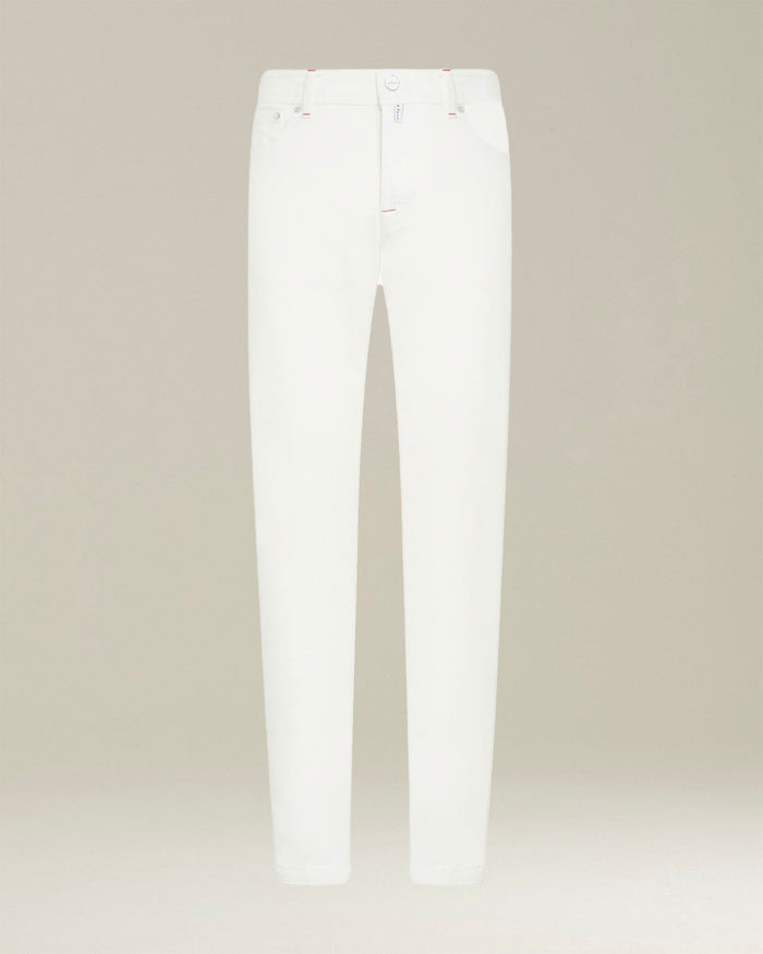 TROUSERS COTTON Cream White Elastane Jean