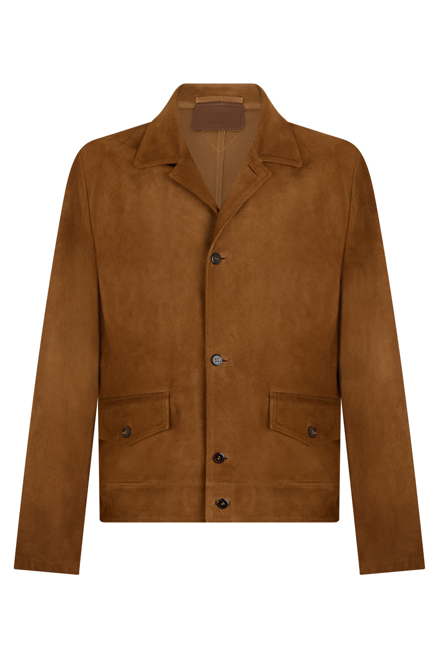 Short Jacket Suede Brown Calfskin Leather