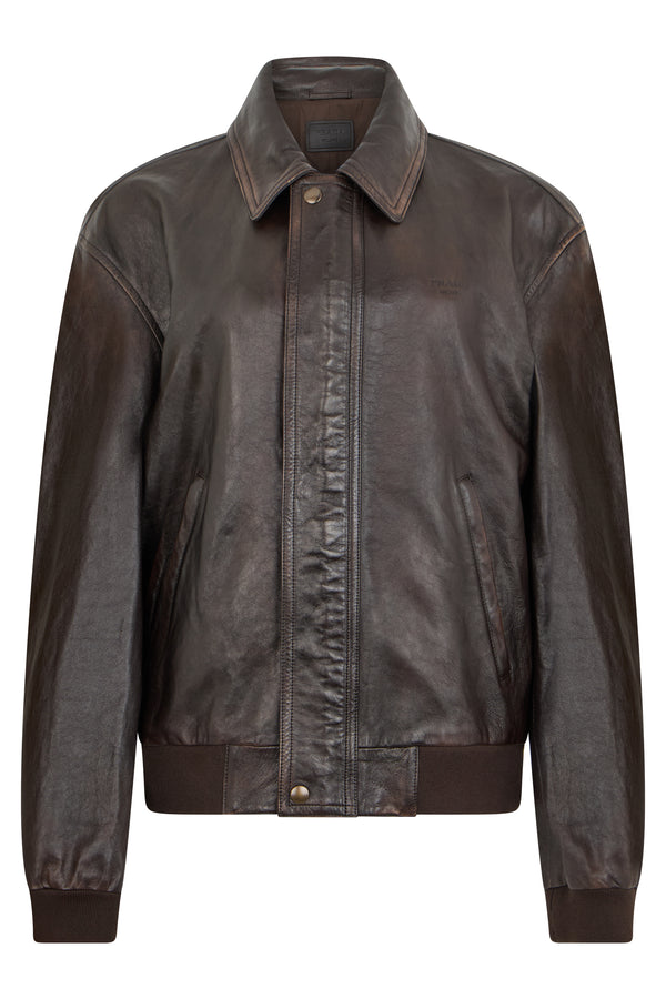 Leather Jacket Lambskin Dark Brown