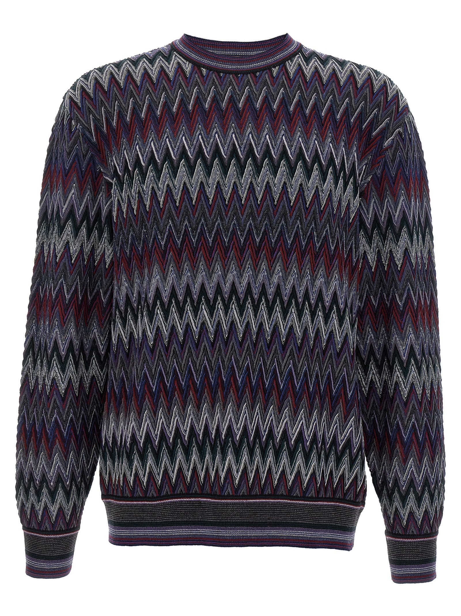 Zigzag pattern sweater Blue Wool Sweater, Cardigans