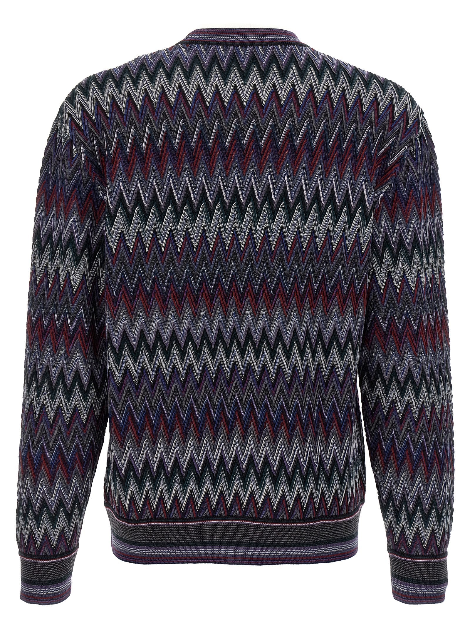 Zigzag pattern sweater Blue Wool Sweater, Cardigans