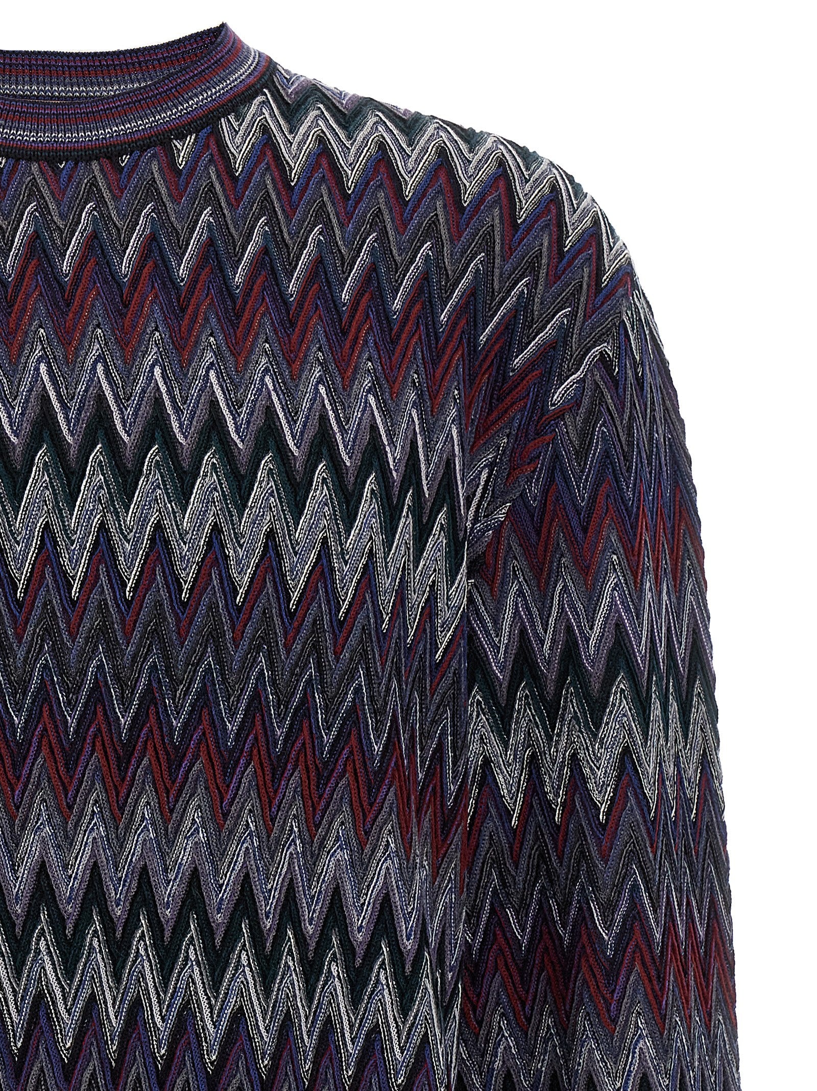 Zigzag pattern sweater Blue Wool Sweater, Cardigans