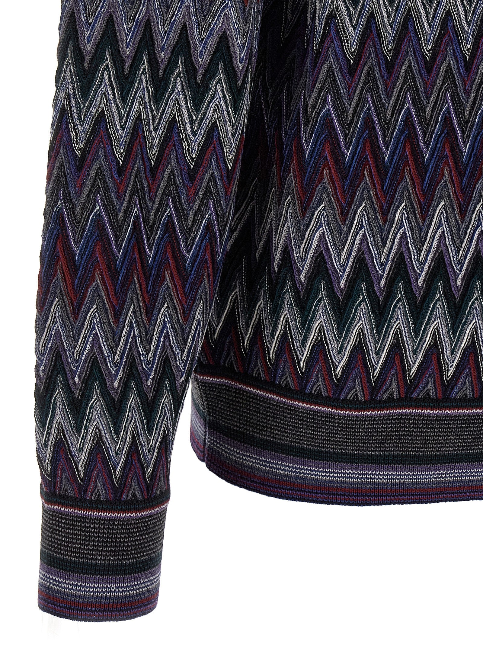 Zigzag pattern sweater Blue Wool Sweater, Cardigans