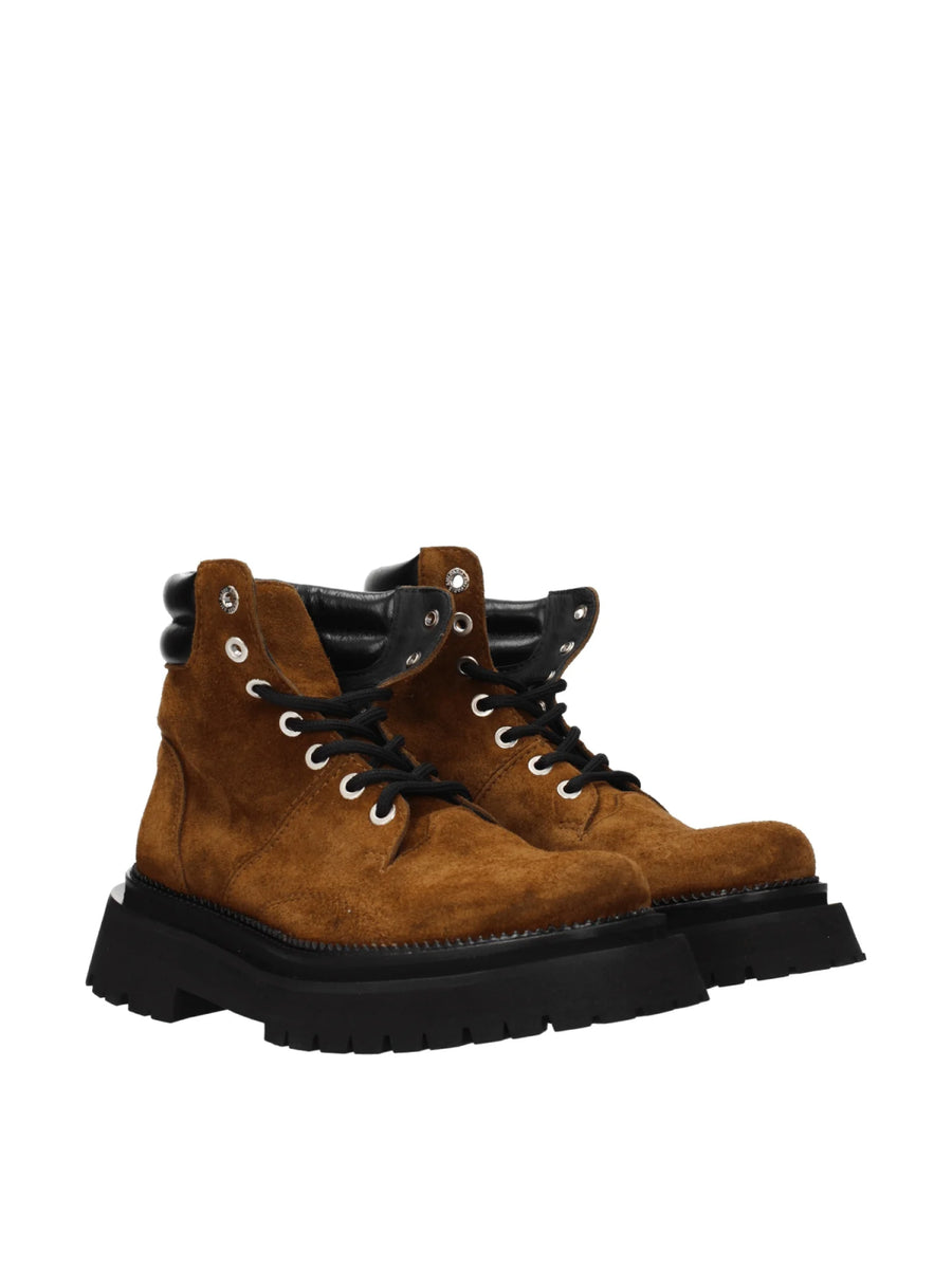 AMI Paris Suede ankle boot in brown