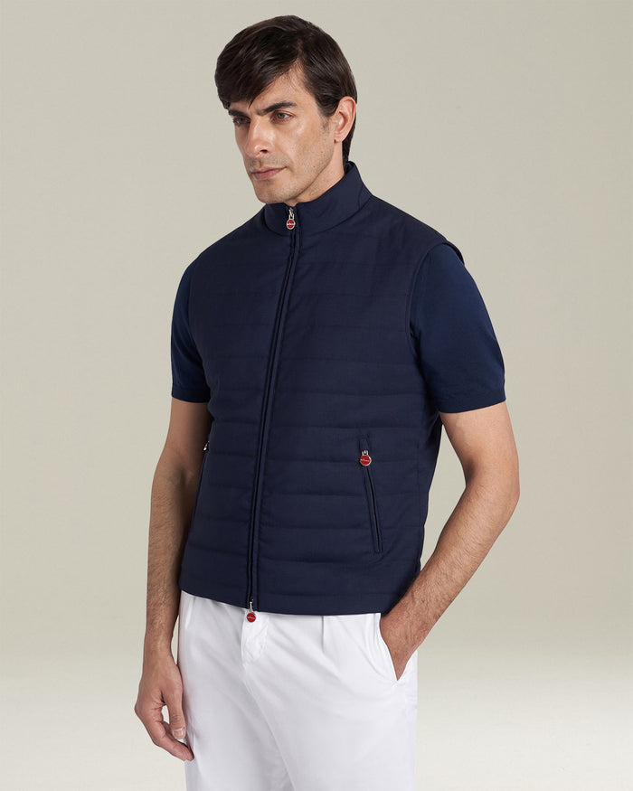 SLEVELESS BLOUSON VIRGIN WOOL Blue Jacket
