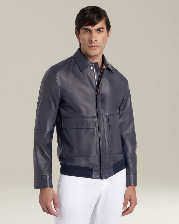 BLOUSON LAMBSKIN Navy Blue Outerwear