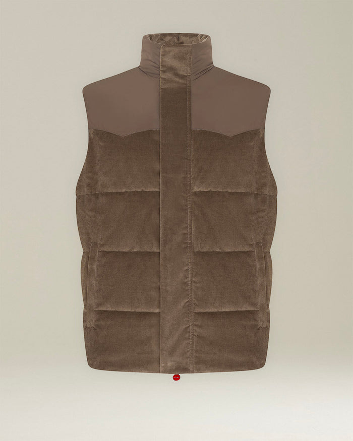 SLEVELESS BLOUSON COTTON Taupe Virgin Wool Elastane Jacket