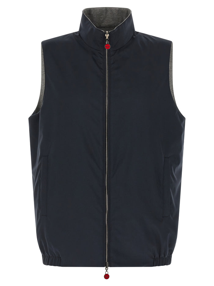 Double face nylon vest Blue Cotton Elastane Gilet