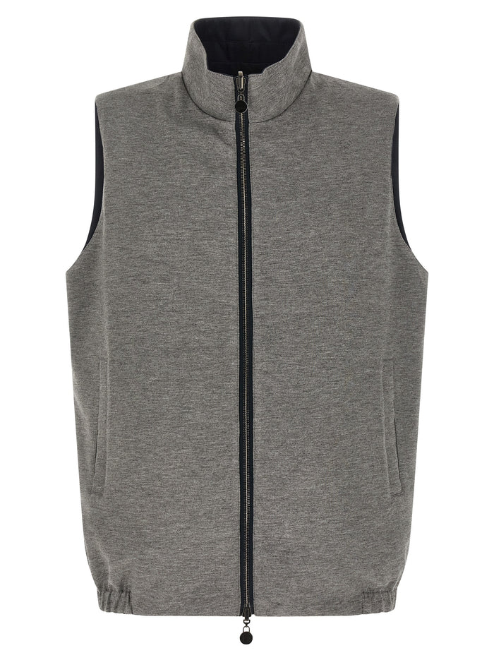 Double face nylon vest Blue Cotton Elastane Gilet
