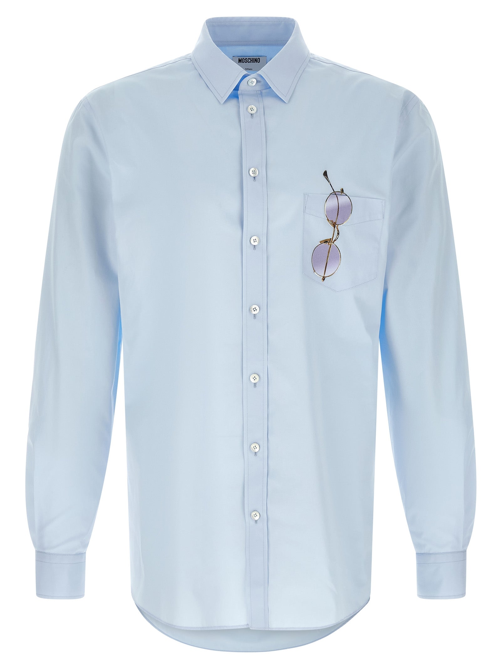 Trompe-lœil print shirt Light Blue Cotton Shirt, Blouse