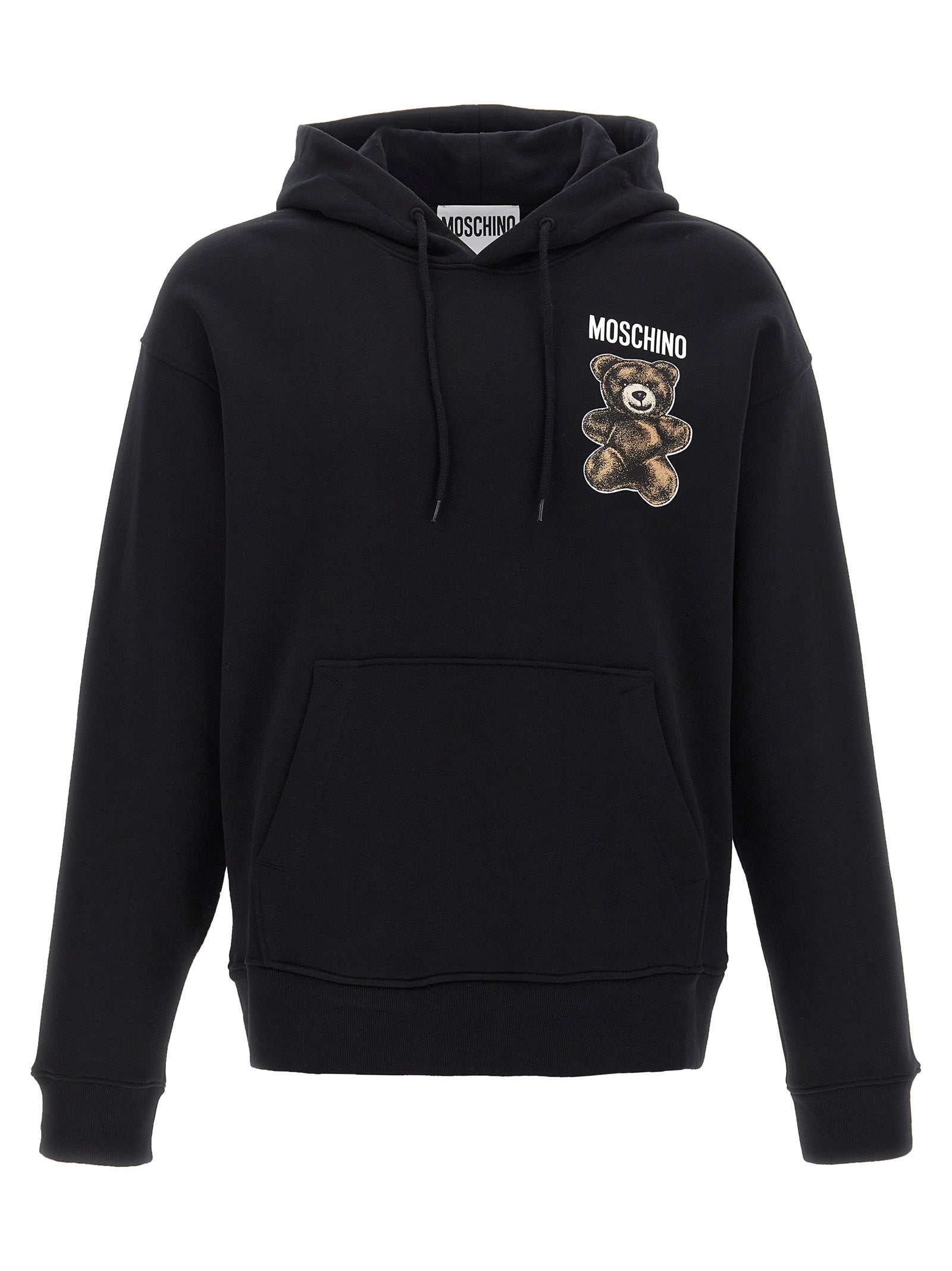 Teddy print hoodie Black Cotton Sweatshirt